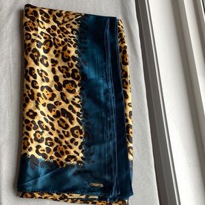 Dune London Teal boarder / animal print Scarf 67”x 35.5” 100% polyester Nwot